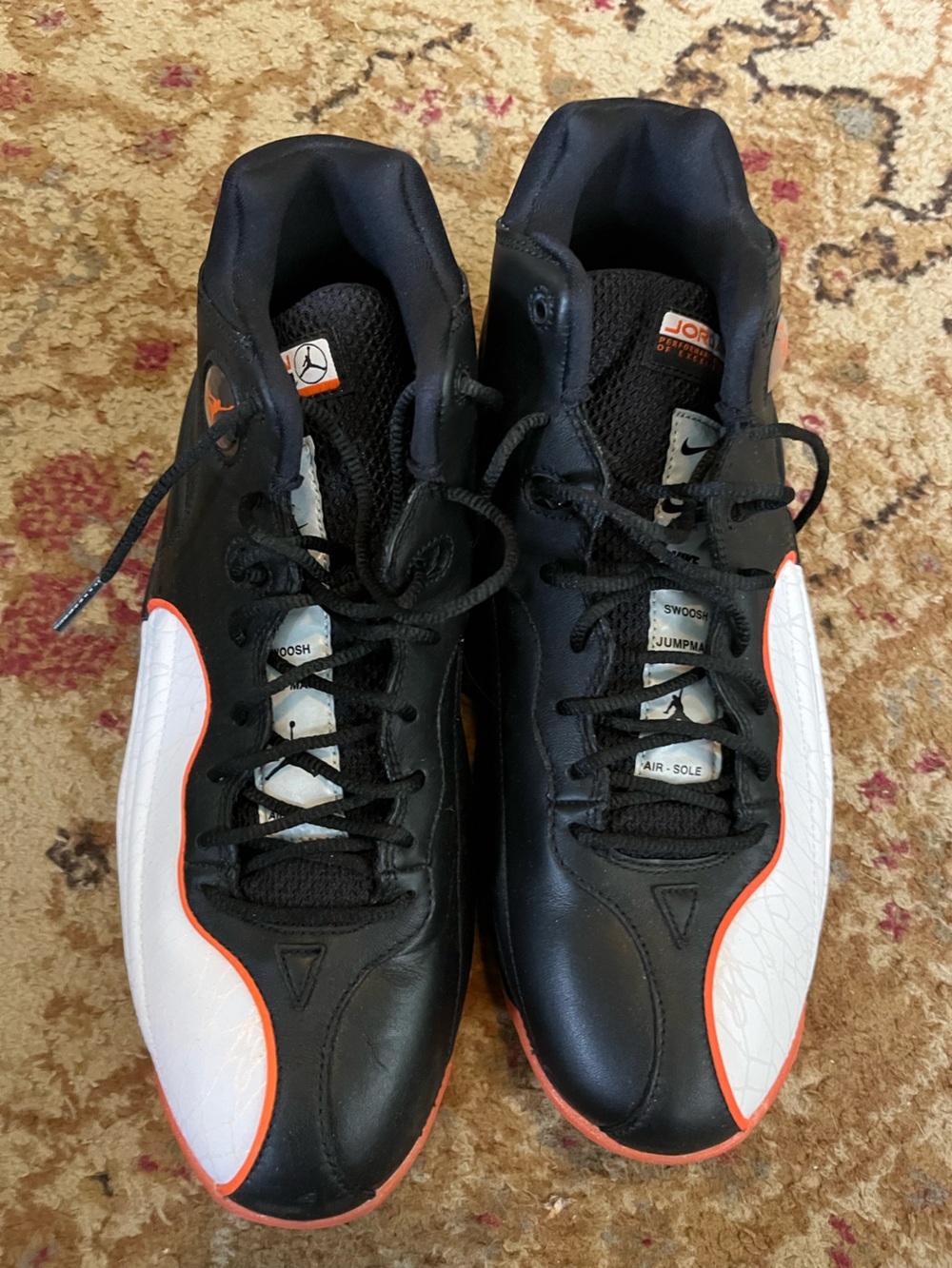 Jordan Jumpman Team II Black White Orange Retro Basketball Shoes Men's Size 12